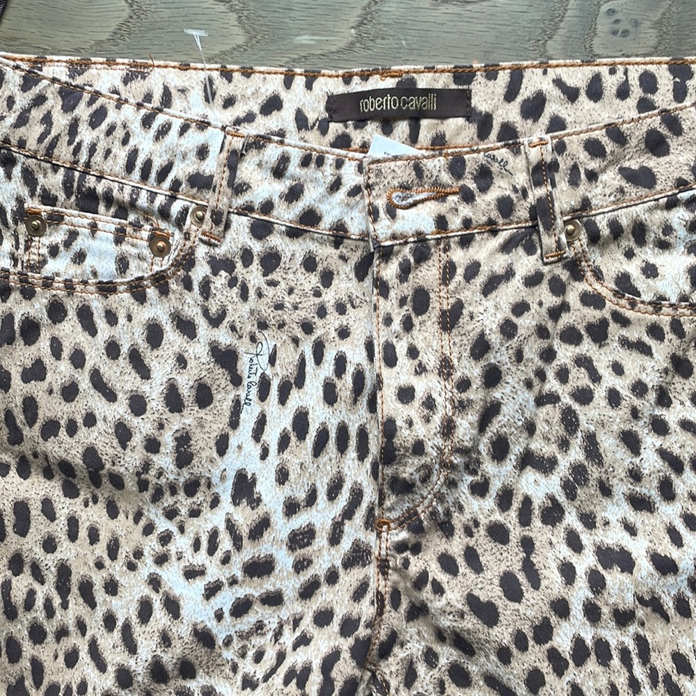 roberto cavalli leopard print jeans 42